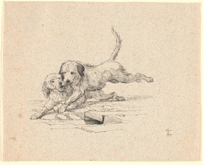 Slagsmålet. Illustrazione per Kaalunds "Fabler for Børn". Vedi commento dal catalogo degli archivi. da Johan Thomas Lundbye