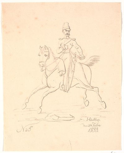 Soldato a cavallo, rivolto a sinistra da Johan Thomas Lundbye