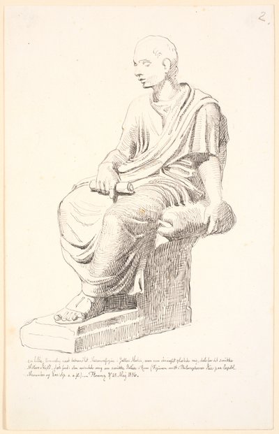 Studio di una figura di uomo seduto da Johan Thomas Lundbye