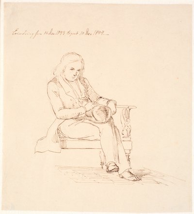 Thorvaldsen seduto su un divano da Johan Thomas Lundbye