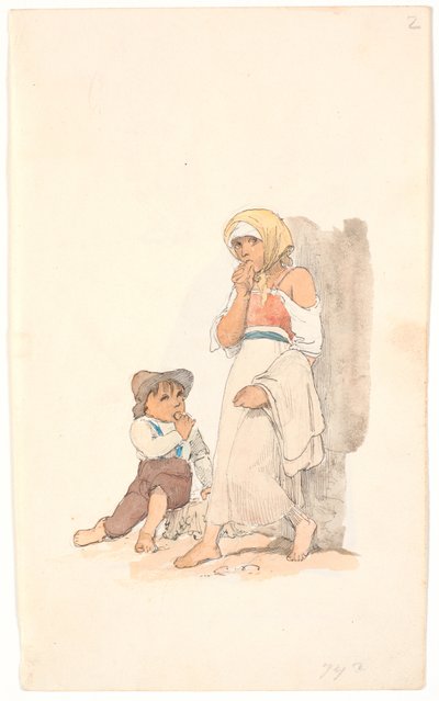 Bambini mendicanti che rosicchiano il pane da Johan Thomas Lundbye