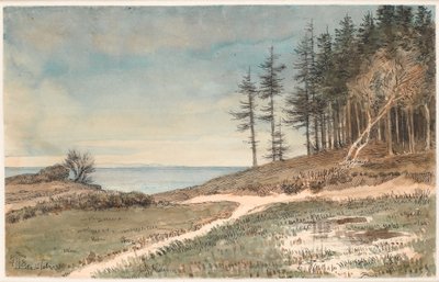 Vista verso Kullen dalla spiaggia di Hellebæk da Johan Thomas Lundbye