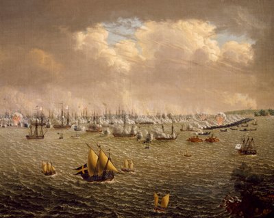 Battaglia di Skargard tra flotte svedesi e russe per il dominio della Svezia sulla Finlandia, 10 luglio 1790 da Johan Tietrich Schoultz