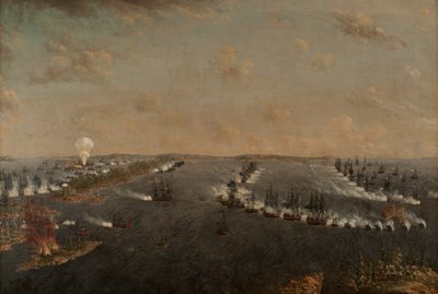 Prima battaglia russo-svedese di Rochensalm il 24 agosto 1789, c. 1790 da Johan Tietrich Schoultz