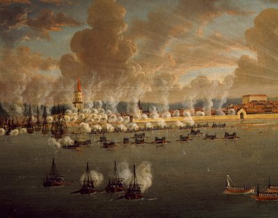 La flotta svedese di Gustavo III assedia Frederikshavn, 20 maggio 1790 da Johan Tietrich Schoultz