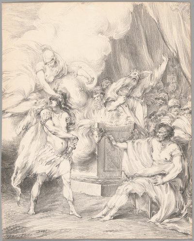 Achille trattenuto da Atena nella tenda di Agamennone, da Iliade, Libro I da Johan Tobias Sergel