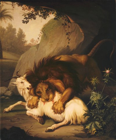 Un Leone che Attacca una Capra, 1785 da Johan Wenzel Peter