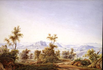 Veduta di Atene con il Partenone in lontananza da Johan Wolfensberger