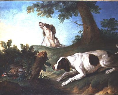 Spaniel che alzano una pernice da Johann Michael Baader