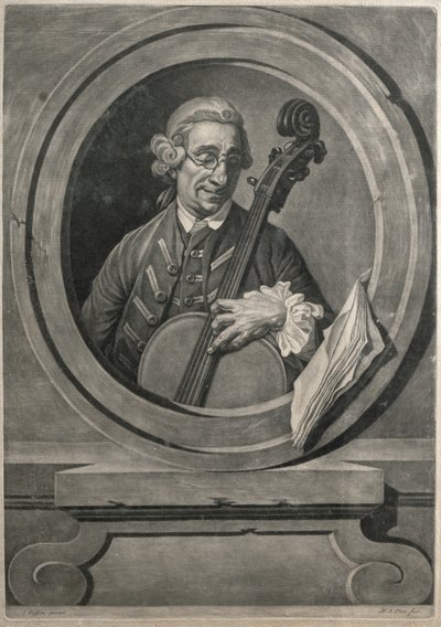 Jacob Cervetto, inciso da M. A. Picot da Johann (after) Zoffany