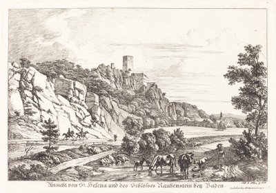 Veduta di St. Helena e del Castello Rauhenstein vicino a Baden da Johann Adam Klein