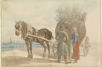 Contadini austriaci con cavallo e carro, con vista su Vienna in lontananza da Johann Adam Klein