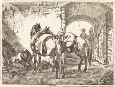 Cavalli cosacchi in un cortile da Johann Adam Klein