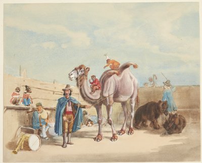 Un domatore di animali con cammello, scimmie, orsi ecc. da Johann Adam Klein