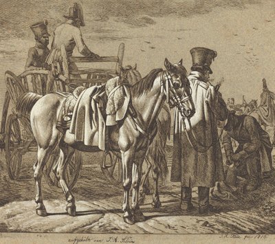 Cavallo con soldati che fumano pipa/Scena militare da Johann Adam Klein