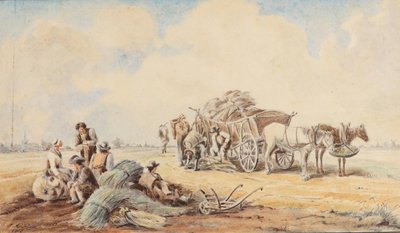 Johann Adam Klein Carrozza trainata da cavalli e lavoratori dei campi a riposo da Johann Adam Klein