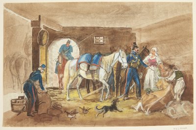 Cavalieri in una stalla da Johann Adam Klein