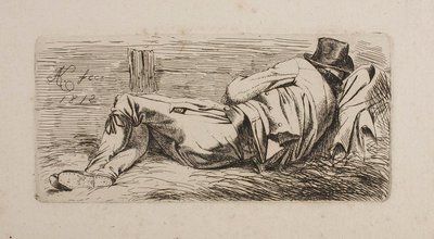 Uomo addormentato su una portantina da Johann Adam Klein