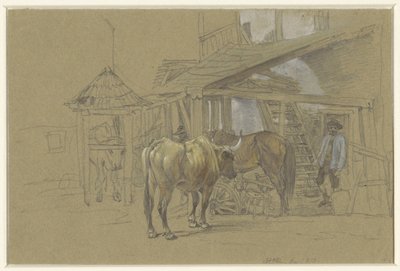 Buoi e un cavallo dal maniscalco da Johann Adam Klein