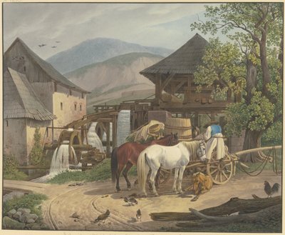 Mulino da taglio e macinazione nella valle di Stickelberg, presso Wiener Neustadt, al confine ungherese da Johann Adam Klein