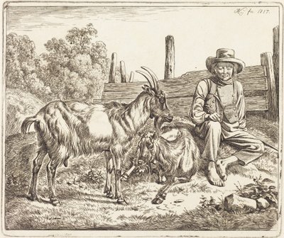 Giovane pastore con due capre da Johann Adam Klein