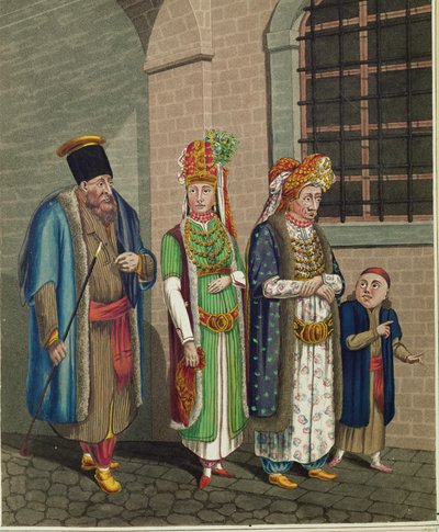 Una famiglia di ebrei turchi, con i loro costumi tipici ... da Johann Adolph Opitz
