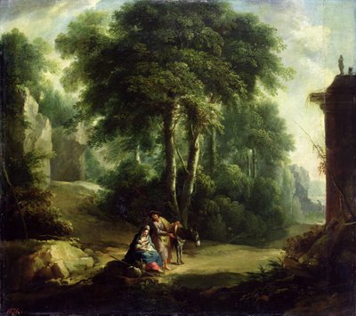 Riposo durante la fuga in Egitto, 1874 da Johann Andreas Herrlein