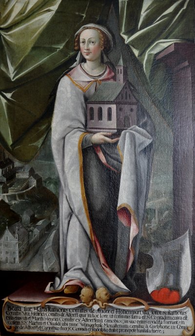 Tedesco: Hatta von Hohenwart, moglie di Heinrich von Altdorf, fondatore del convento di Altdorf intorno al 935. da Johann Andreas Rauch