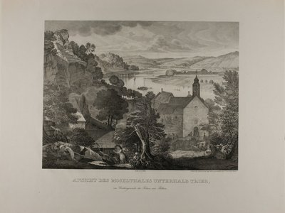 Vista della valle della Mosella sotto Treviri con le rocce di Pallien in primo piano da Johann Anton Alban Ramboux