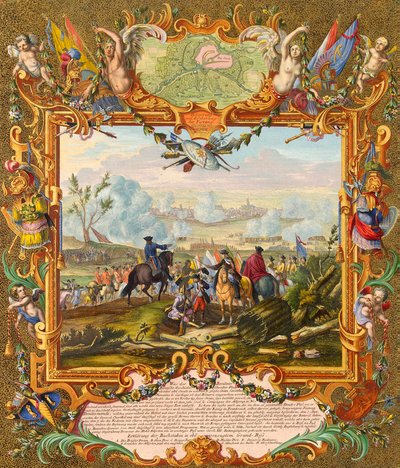 Cattura della fortezza di Audenarde da parte delle truppe alleate nel 1708, inizio XVIII secolo da Johann August Corvinus