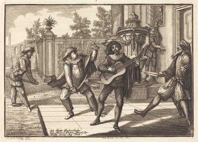 Scaramouche distrae Pantalone da Johann Balthasar Probst after Johann Jacob Schübler