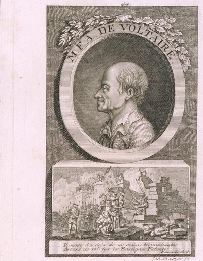 Ritratto dello scrittore, saggista e filosofo François Marie Arouet de Voltaire 1694-1778 da Johann Balzer