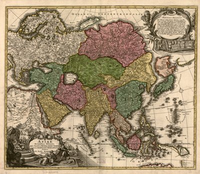 Asiae recentissima delineatio, qua status et imperia totius orientis unacum orientalibus indiis exhibentur LOC 2007627524 da Johann Baptist Homann