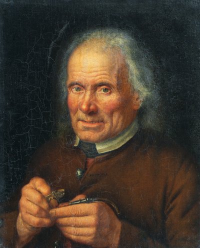Vecchio contadino che riempie la pipa da Johann Baptist Höchle