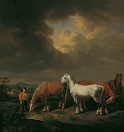 Cinque cavalli da aratro da Johann Baptist Michael Dallinger von Dalling
