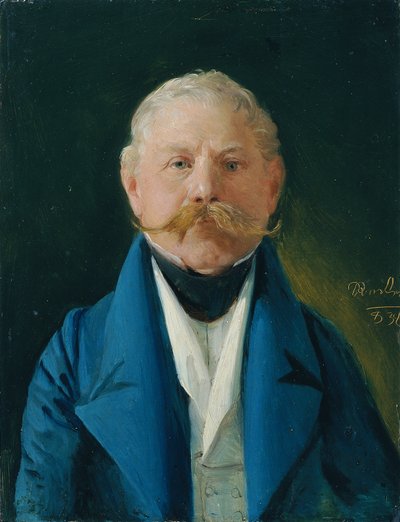 Signore in giacca blu e gilet bianco da Johann Baptist Reiter