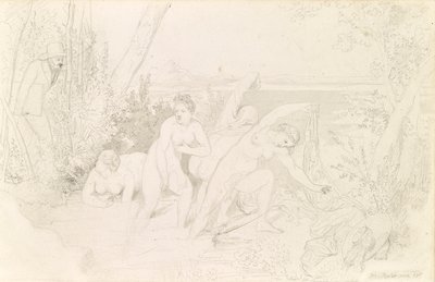 Pittore sorprende quattro bagnanti (recto) da Johann Baptist Reiter