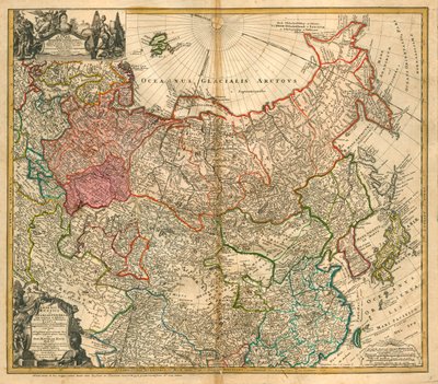 Mappa della Russia Da: Imperii Russici et Tartariae universae tam majoris et Asiaticae quam minoris et da Johann Baptista Homann