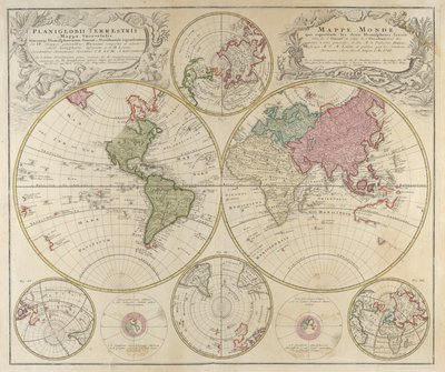 Planisfero terrestre, mappa universale da Johann Baptista Homann
