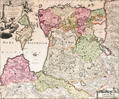 Il Mar Baltico Da: Baltikum Ducatuum Livoniae et Curlandiae cum vicinis Insulis Nova Exhibitio Geographica, ca 1720 da Johann Baptista Homann