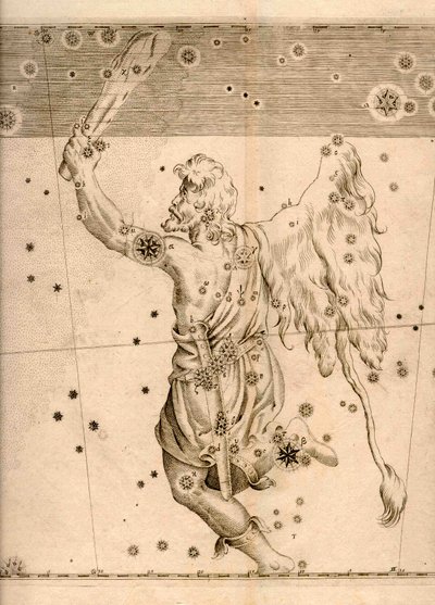 Uranometria (1661) che mostra la costellazione di Orione da Johann Bayer