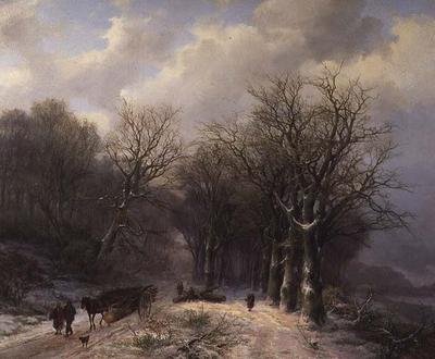 Il carro del legname in inverno da Johann Bernard Klombeck