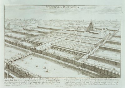 Veduta panoramica del Palazzo Reale e dei Giardini Pensili di Babilonia, da 
