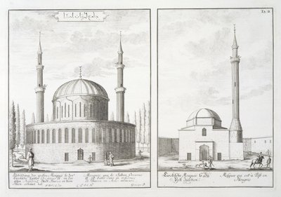 Vista di una moschea a Bursa e una moschea in Ungheria, da 