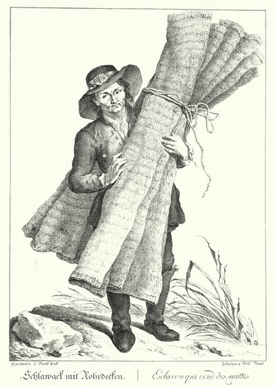 Venditore di tappeti (incisione) da Johann Christian (after) Brand