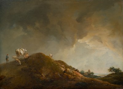 Paesaggio collinare con mucche e pecore da Johann Christian Brand