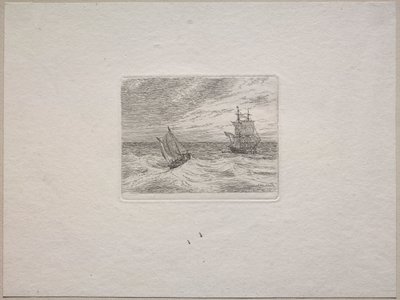 Mari Agitati con un Due Alberi e una Barca a Vela da Johan Christian Dahl
