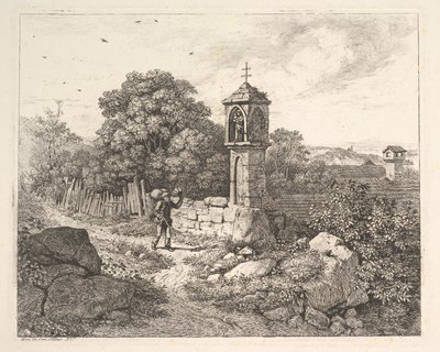 Un contadino saluta la statua di Maria da Johann Christian Erhard