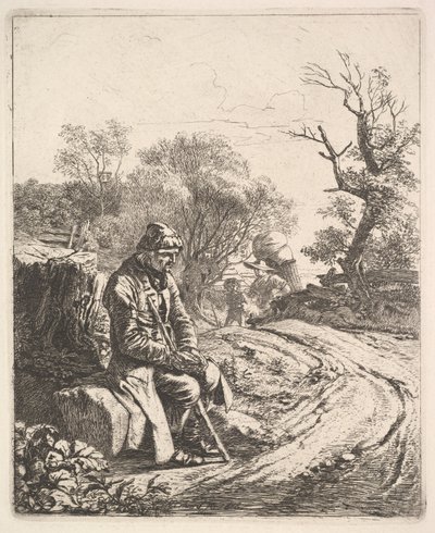 Un vecchio seduto sul ciglio della strada, 1818 da Johann Christian Erhard