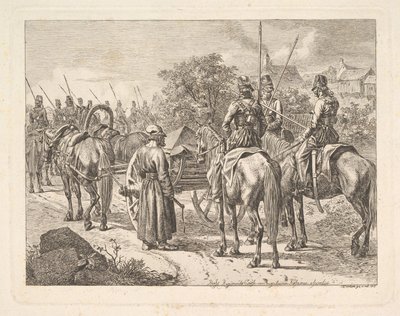 Cosacchi che scortano il cassone reggimentale da Johann Christian Erhard